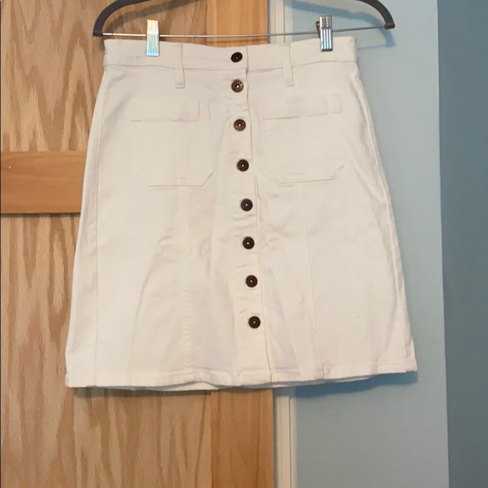 White pencil jean skirt